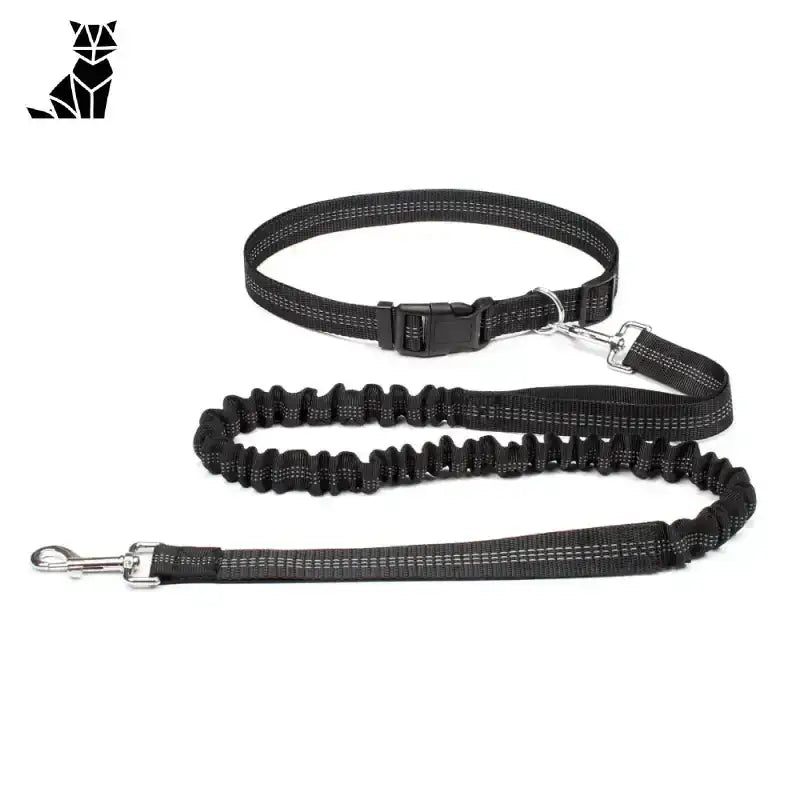 Smycz do Biegania z Psem Elastyczna Hands-free Czarny Czarny Zwierzak Kołnierz