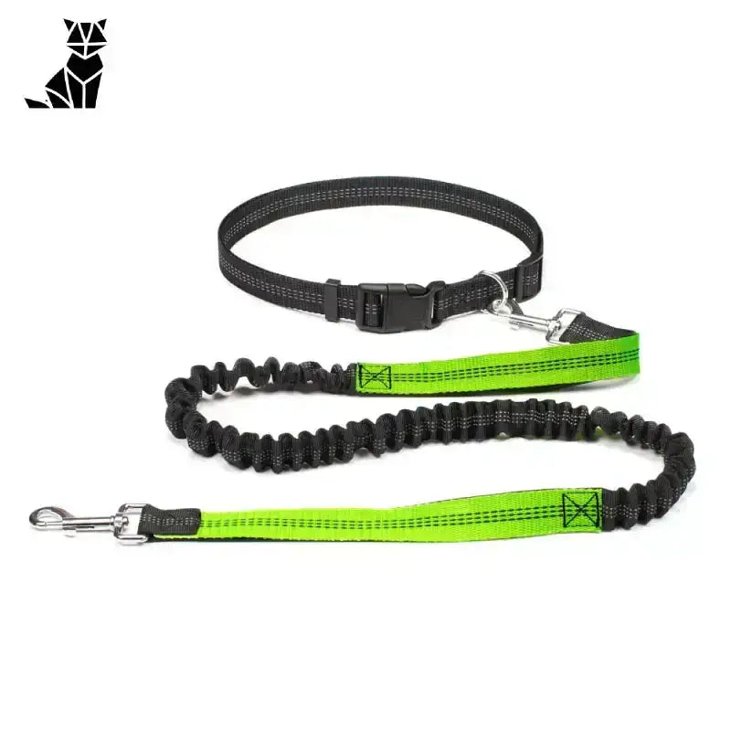 Smycz do Biegania z Psem Elastyczna Hands-free Zielony Czarny Neon Zielony