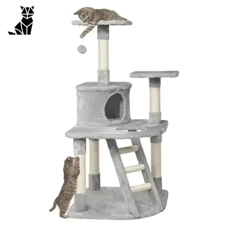 Solidny Drapak dla Kota Dużych Ras Wielopoziomowy Szary Kot