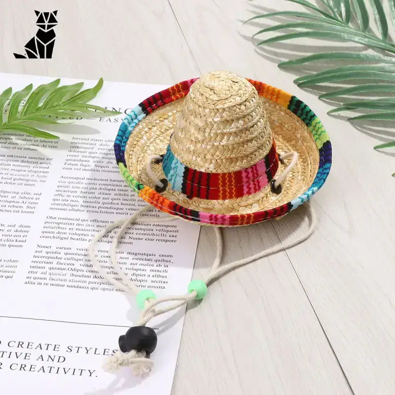 Sombrero dla Psa z Naturalnej Słomy Wygodne Tytuł Domyślny Słoma Sombrero Kolorowy