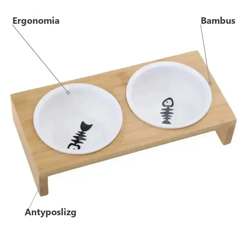 Stojak na Miski dla Kota Ergonomiczny z Drewna
