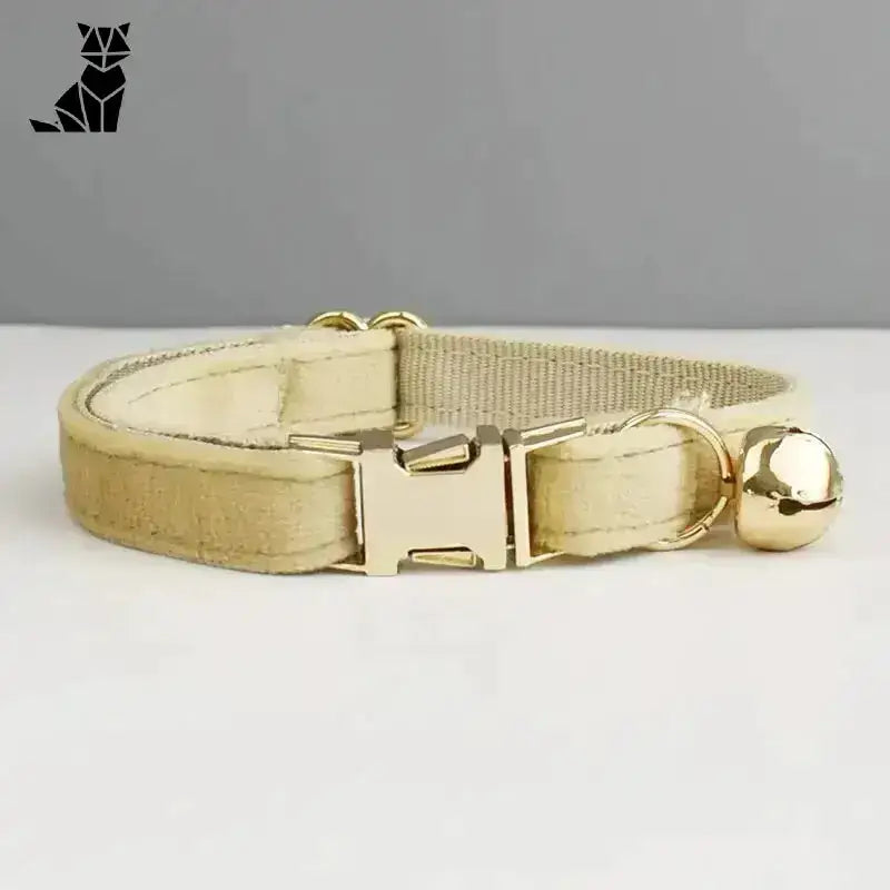 Stylowa Obroża z Kokardką dla Kota Beżowy / S(16-26cm) światło Złoto Kot