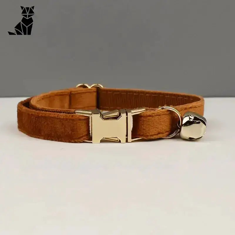 Stylowa Obroża z Kokardką dla Kota Brązowy / S(16-26cm) Brązowy Zamsz Kot