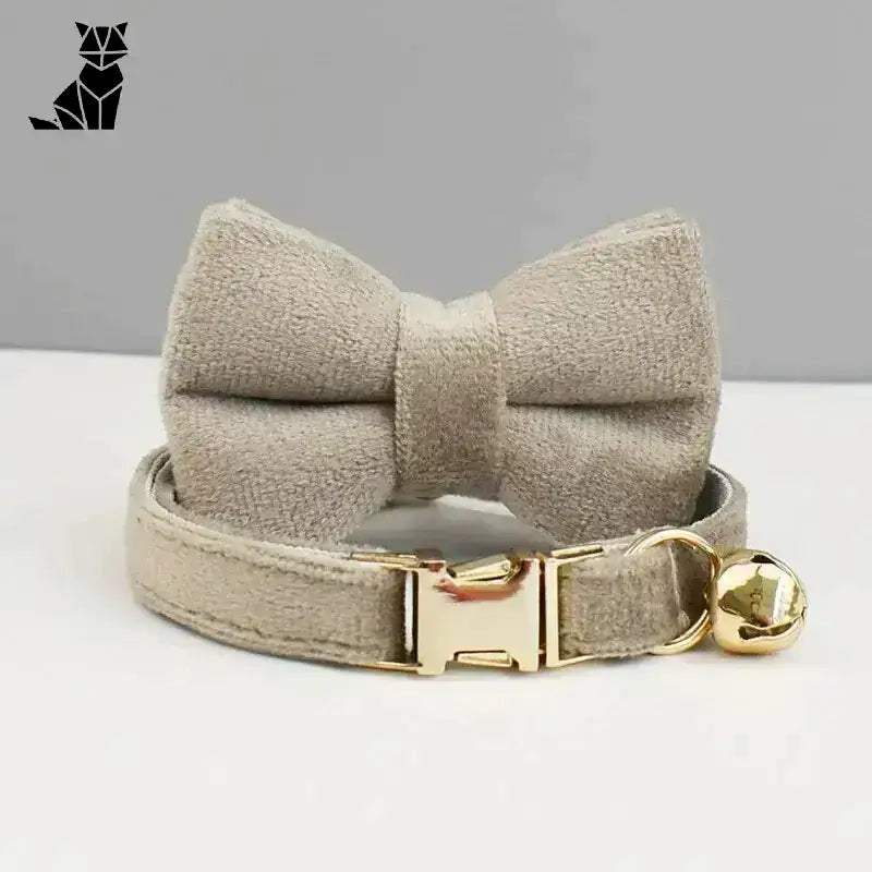 Stylowa Obroża z Kokardką dla Kota Szary z Muszką / S(16-26cm)