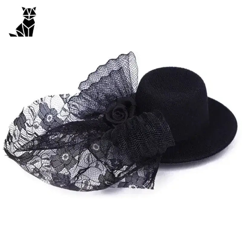 Stylowe Czapki dla Kota w Unikalnym Designie Czarny Czarny Koronka Fascynator