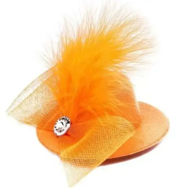 Stylowe Czapki dla Kota w Unikalnym Designie Pomarańczowy Pomarańczowy Fascynator Pióra