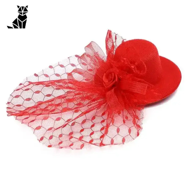 Stylowe Czapki dla Kota w Unikalnym Designie Róż Czerwony Mini Kapelusz