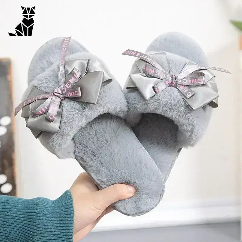 Stylowe Kapcie z Kokardkami na każdy Dzień Szary / 36 Para Szary Rozmyty