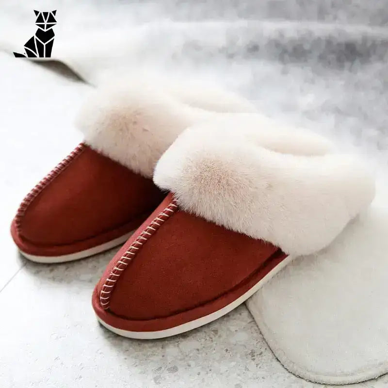 Stylowe Klapki z Futerkiem na Chłodne Dni Czerwony / 35/36 Para Wygodny Czerwony