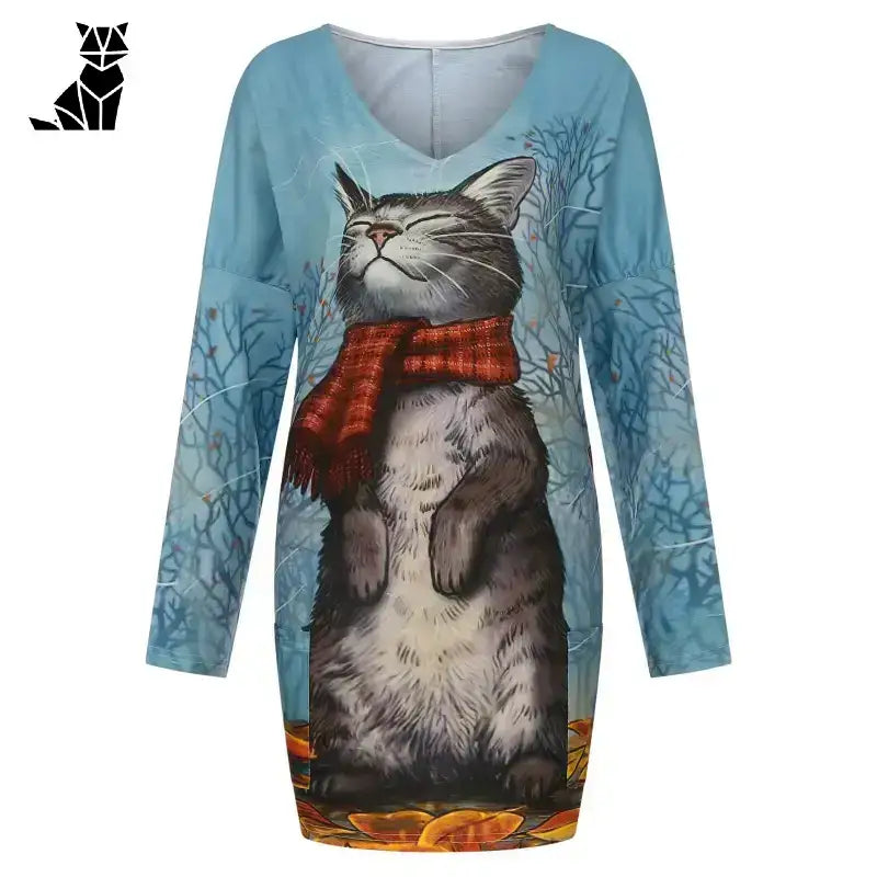 Stylowy Sweter w Koty dla Miłośników Zwierząt