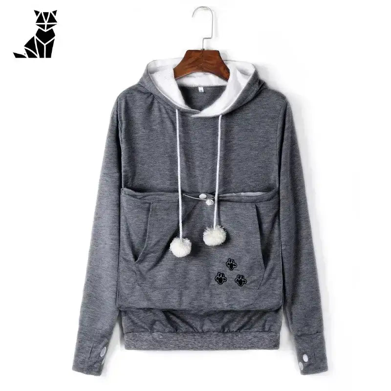 Sweter z Kotami z Kieszenią Kangurką Unisex Ciemny Szary / s Ciemność Szary z Kapturem
