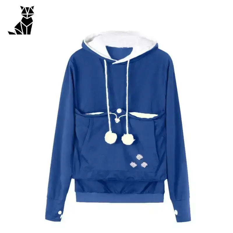 Sweter z Kotami z Kieszenią Kangurką Unisex Niebieski / s Niebieski Bluza Biały
