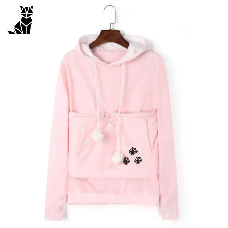Sweter z Kotami z Kieszenią Kangurką Unisex Różowy / s Różowy Bluza Kieszeń