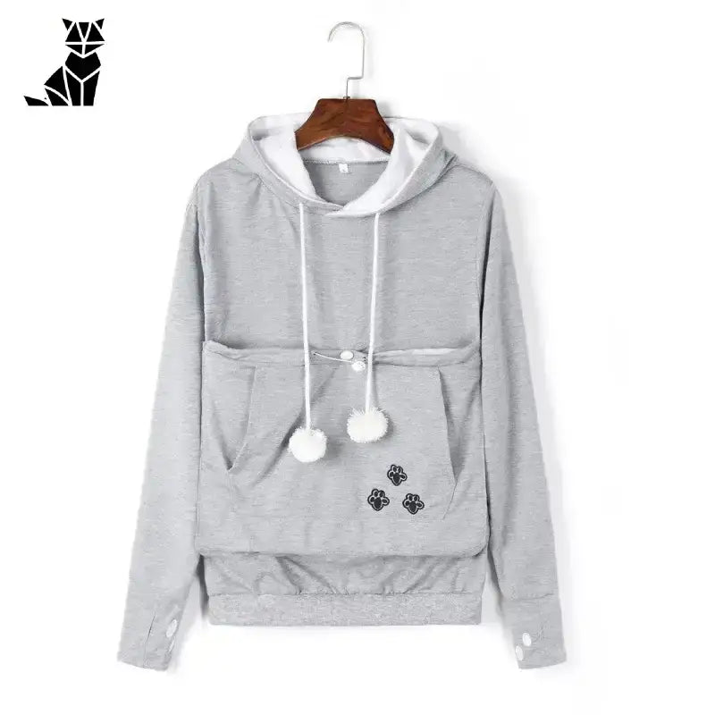 Sweter z Kotami z Kieszenią Kangurką Unisex Szary / s Szary Bluza Kot