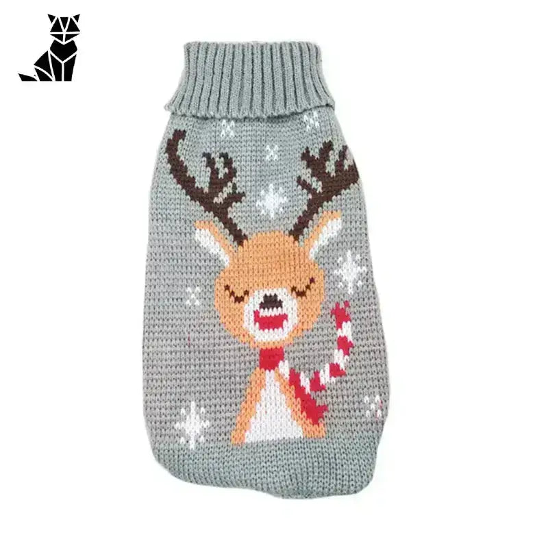 Świąteczny Sweter z Kotem Wygodny Unisex 5 / 6 Szary Dzianina Zwierzak