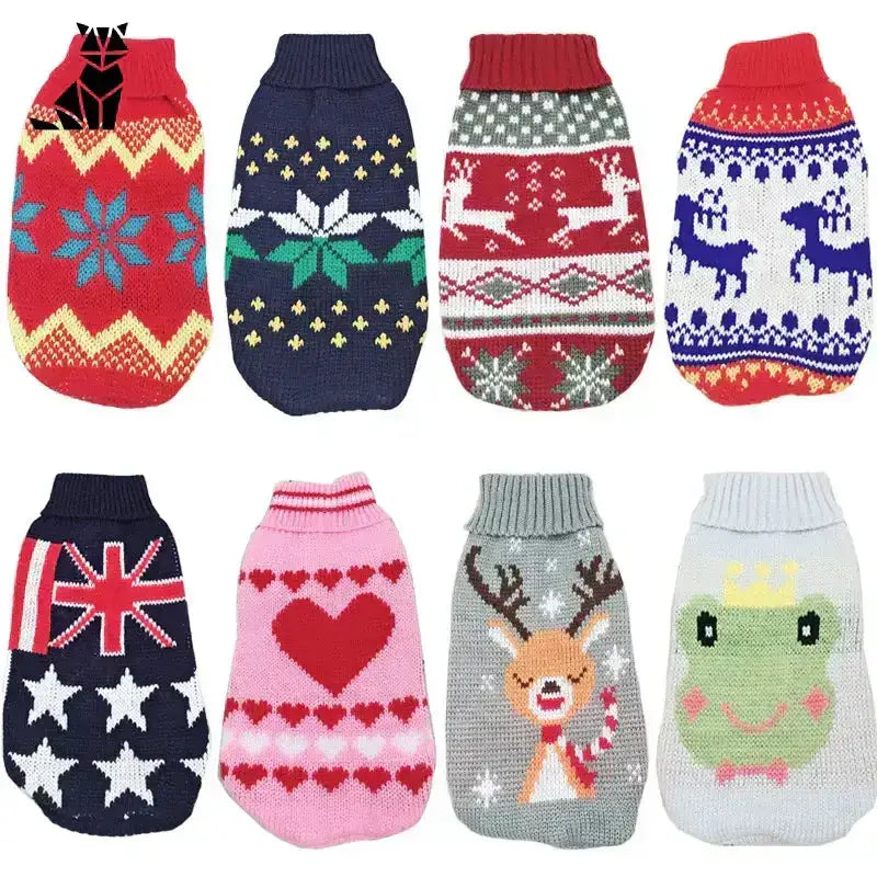 Świąteczny Sweter z Kotem Wygodny Unisex Osiem Wzorzysty Dzianina