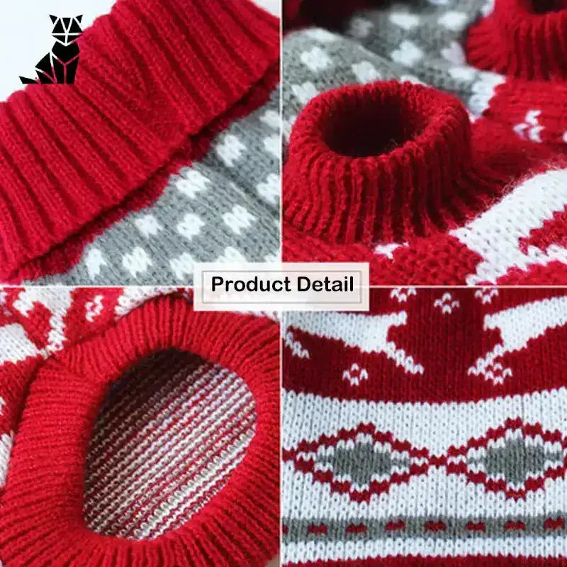 Świąteczny Sweter z Kotem Wygodny Unisex Zbliżenie świąteczny Czerwony