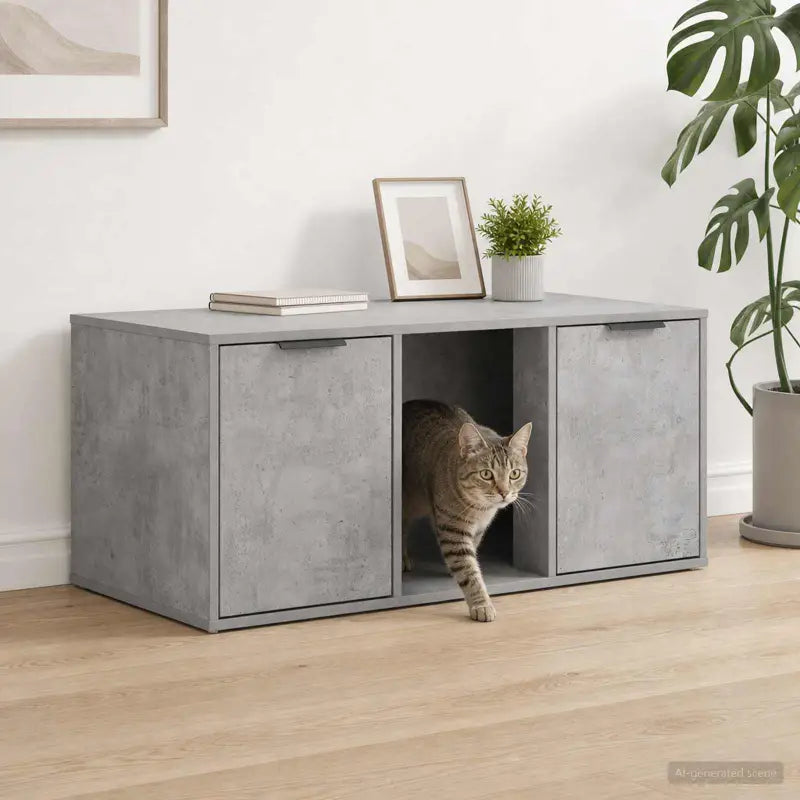 Szafka na Kuwetę dla Kota Duża 100x49x45cm Betonowy Szary