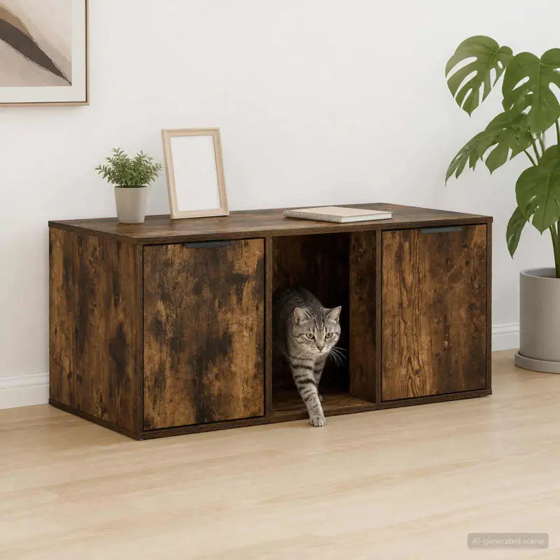 Szafka na Kuwetę dla Kota Duża 100x49x45cm Dąb Wędzony