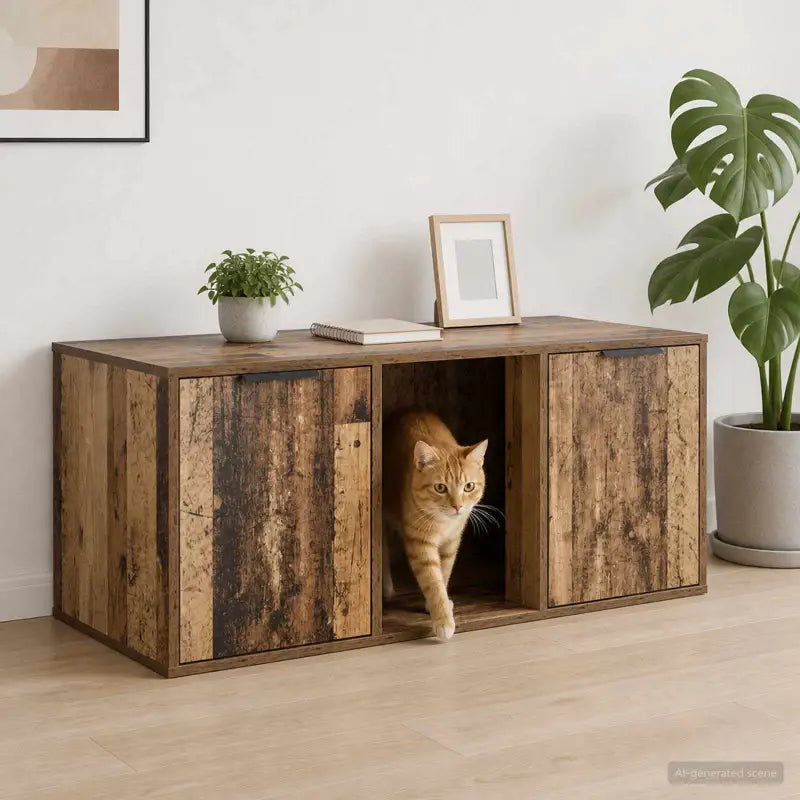Szafka na Kuwetę dla Kota Duża 100x49x45cm Stare Drewno