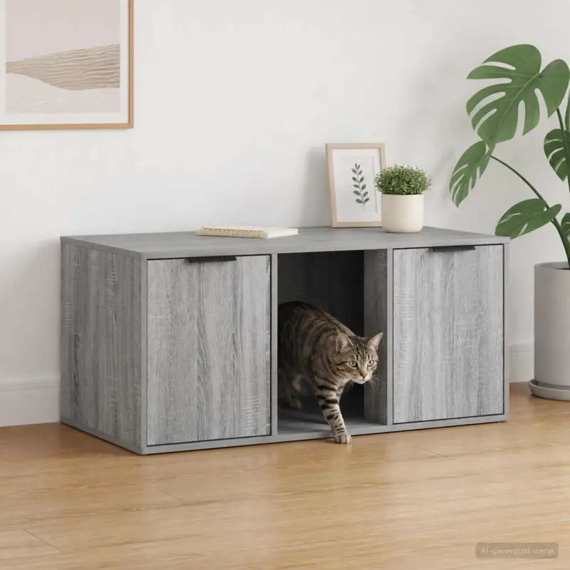 Szafka na Kuwetę dla Kota Duża 100x49x45cm Szary Sonoma