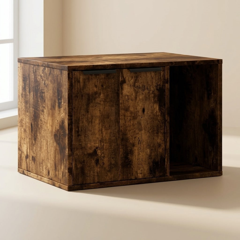 Szafka na Kuwetę dla Kota 60x40x40cm Przydymiony Dąb – zdjęcie produktu