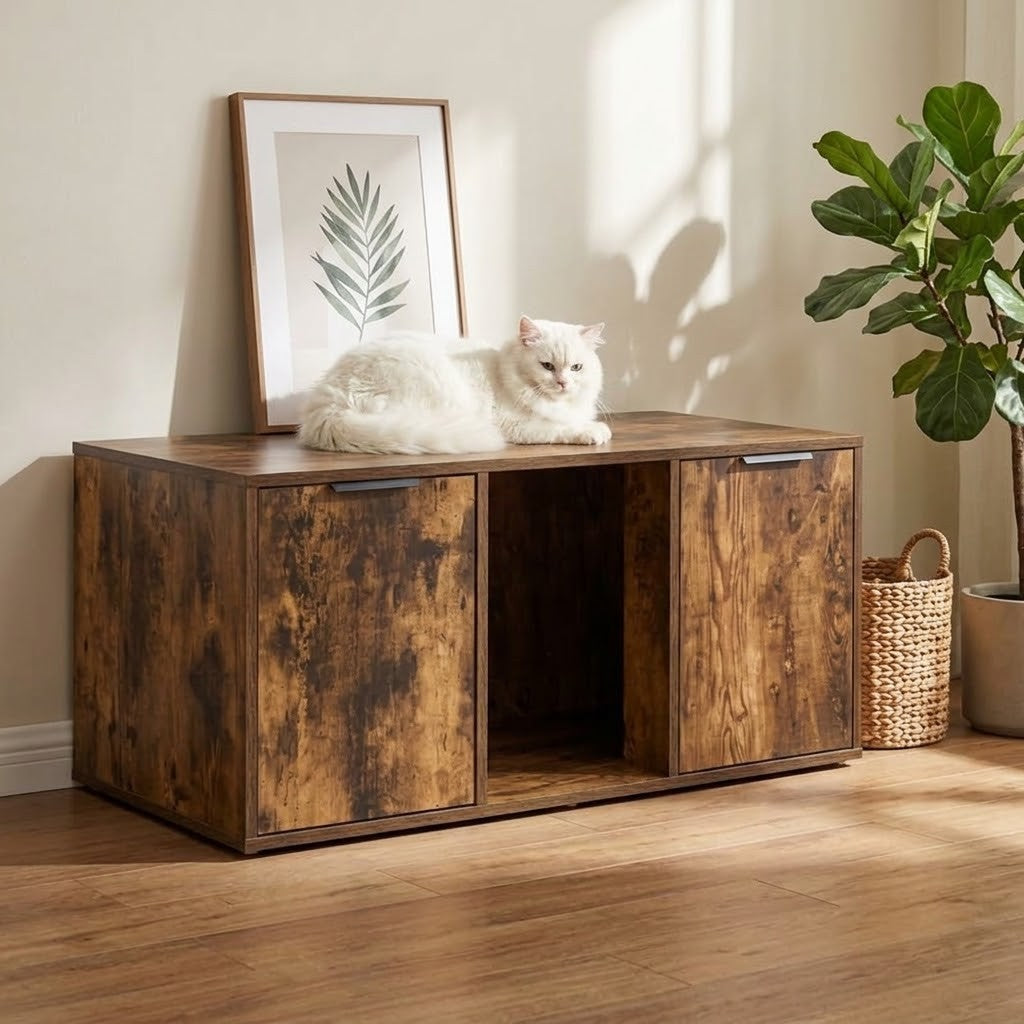Szafka z Kuwetą Ukrytą za Drzwiczkami – Dąb Wędzony 100x49x45cm