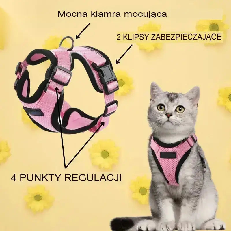 Szelki dla Kota Antyucieczkowe Oddychające Mesh