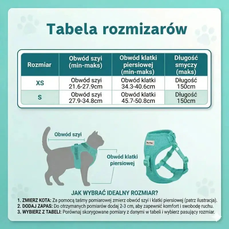 Szelki dla Kota Antyucieczkowe Oddychające Mesh