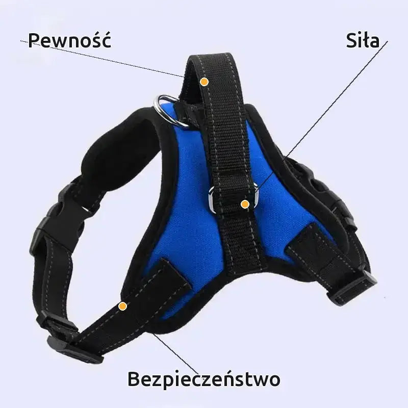 Szelki dla Owczarka Australijskiego Bezuciskowe Niebieski / Xs