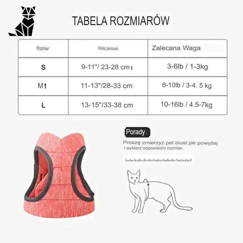Szelki Guard dla Kota Antyucieczkowe 360° Różowy Kot Uprząż