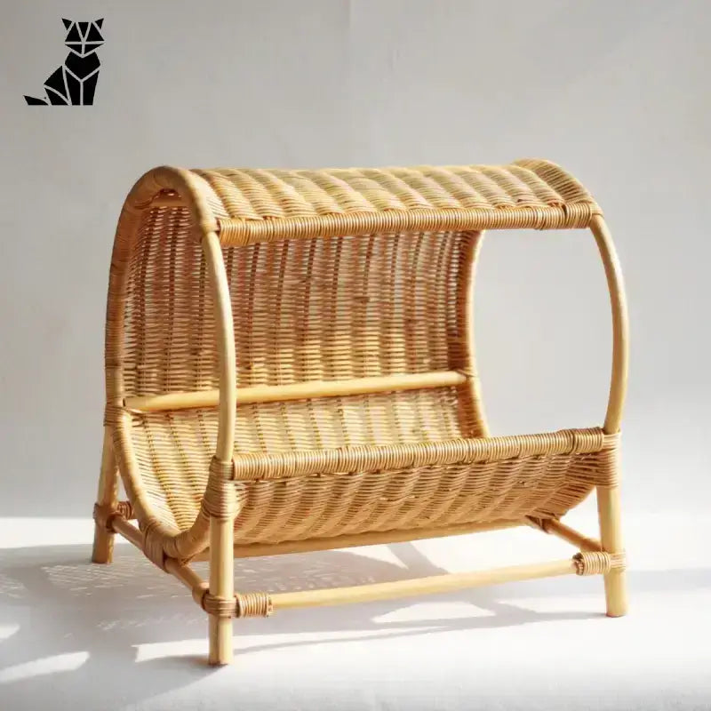 Tkane Rattanowe łóżko z Poduszką dla Kota Tytuł Domyślny Naturalny Tkany Rattan