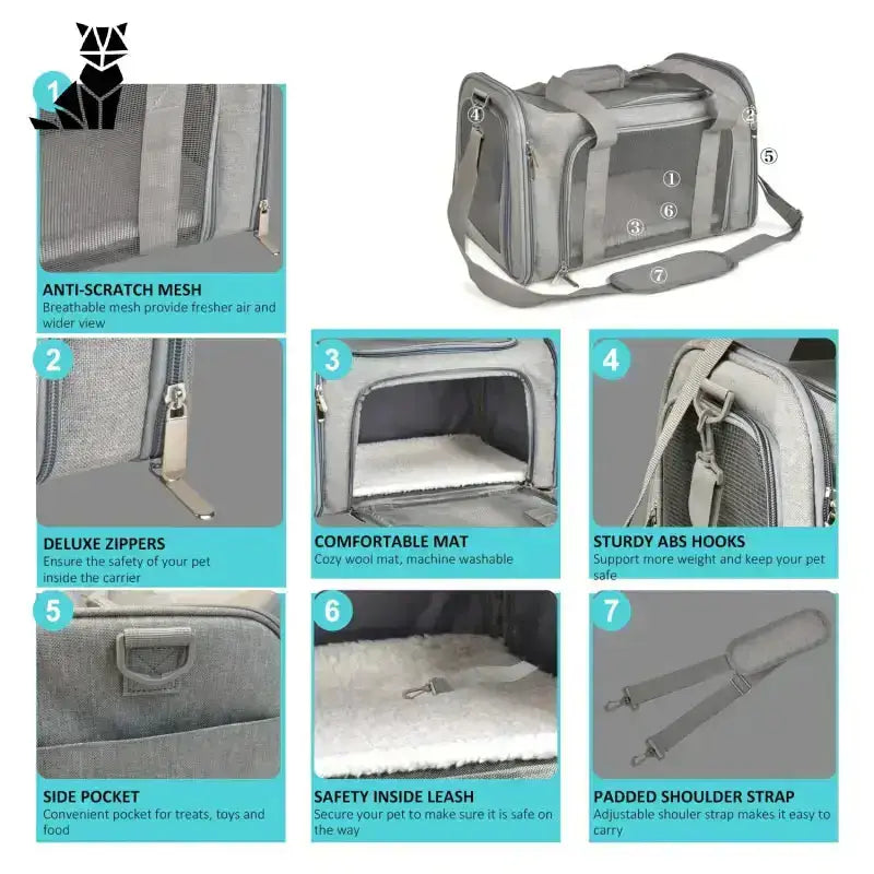 Torba do Transportu Psa Oddychająca Ergonomiczna Szary Miękki Zwierzak