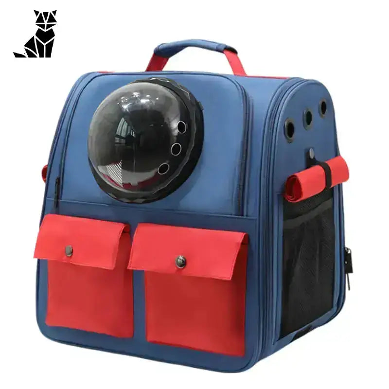 Torba na Kota Transportowa Oddychająca c / 41x29x41m Niebieski Czerwony Zwierzak