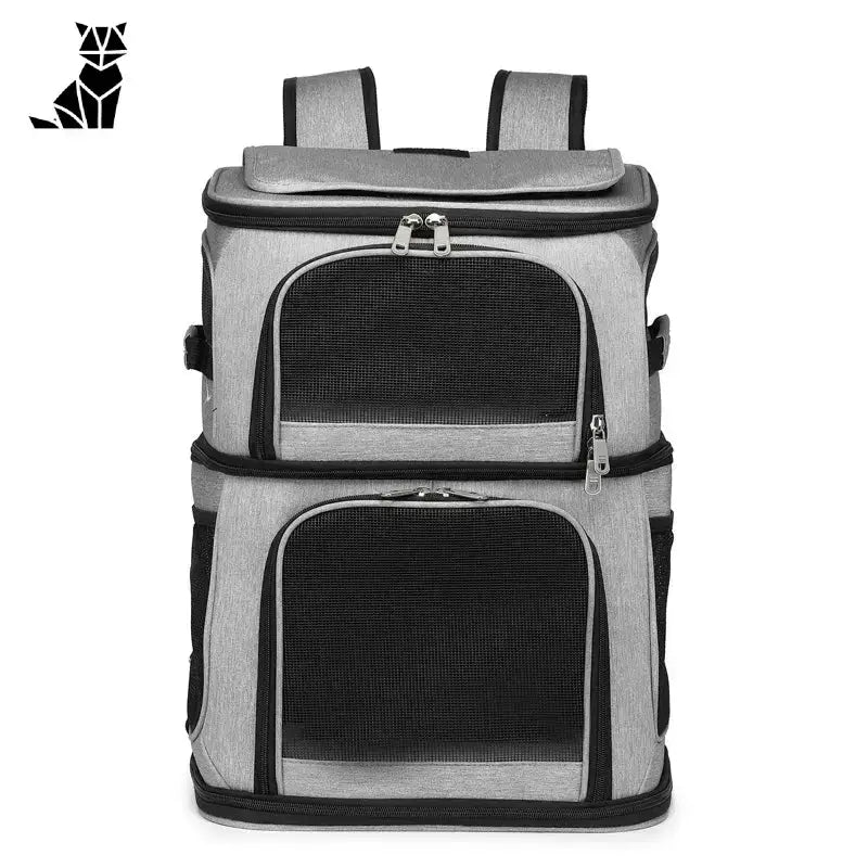 Transporter dla Dwóch Kotów – Komfort i Bezpieczeństwo Szary Dwupoziomowy Szary Czarny