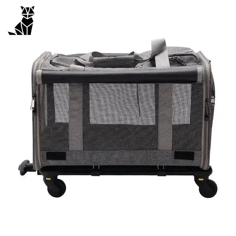 Transporter dla Kota na Kółkach – Wygoda i Styl Szary / 47cm 30cm 39cm Szary Zwierzak Przewoźnik