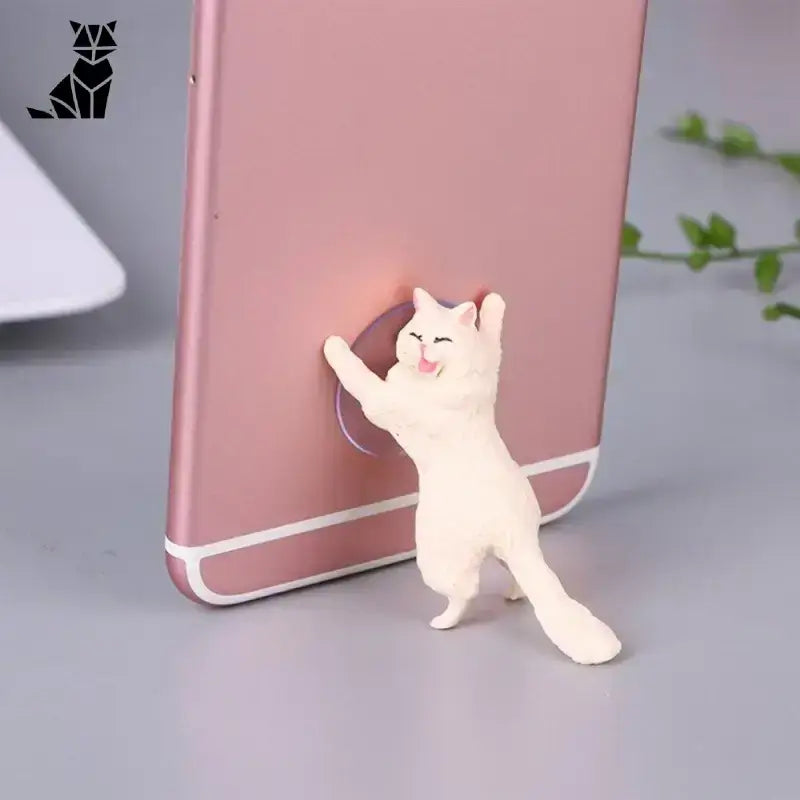 Uchwyt na Kota na Telefon Składany Stojak Biały Kot Biały Kot Telefon