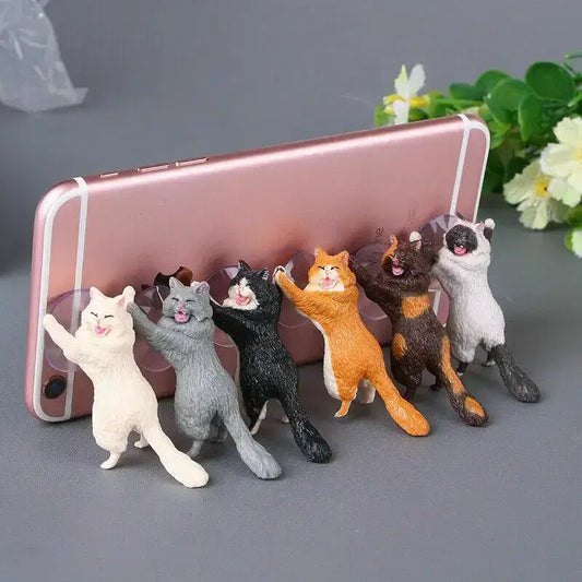 Uchwyt na Kota na Telefon Składany Stojak Sześć Kot Figurki