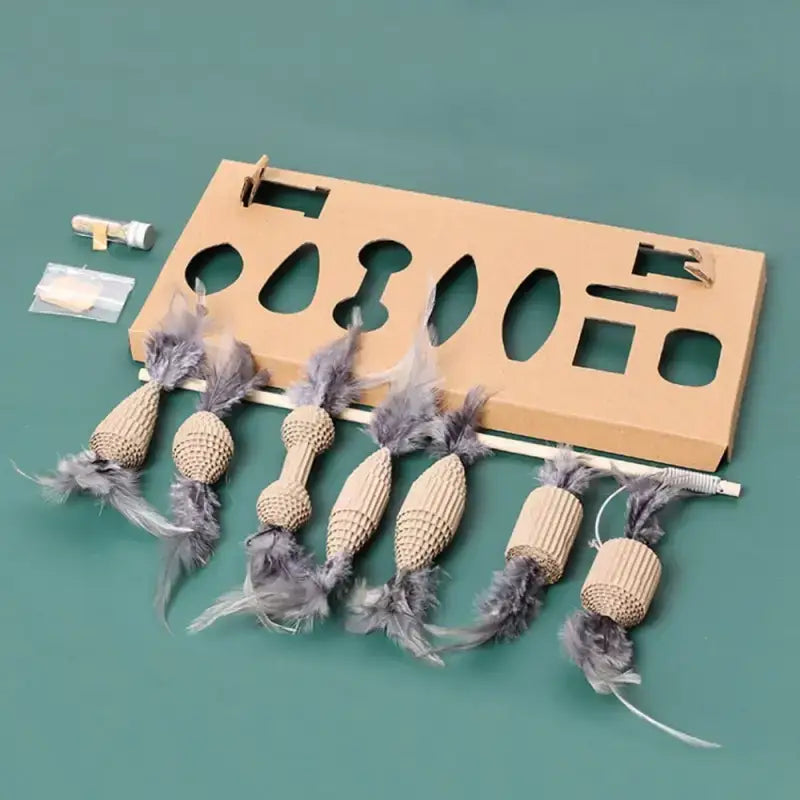 Wędka dla Kota z Kocimiętką i Wymiennymi Końcówkami Tytuł Domyślny Majsterkowanie Kot Zabawka