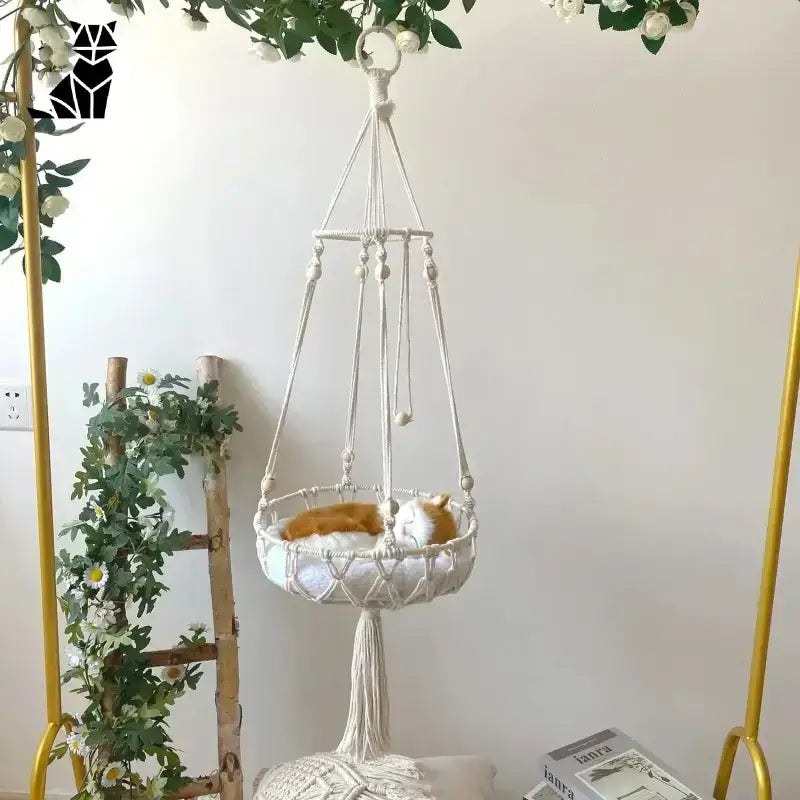 Wiszące Legowisko dla Kota – Wygoda i Styl Biały Makrama Zwierzak