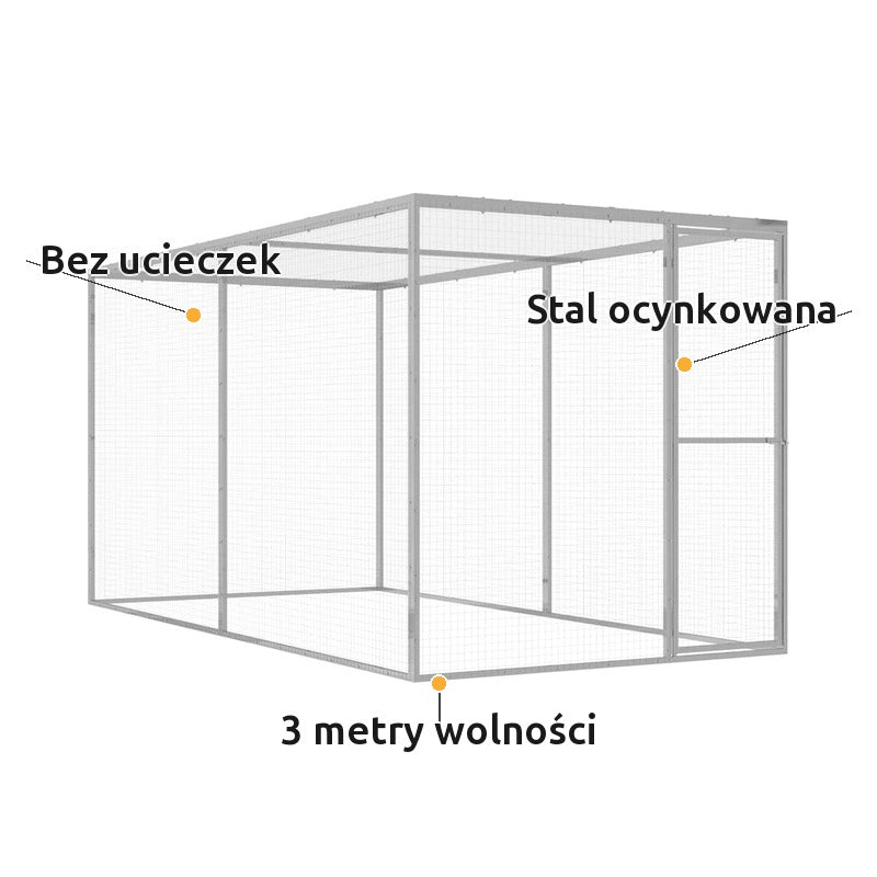 Woliera dla Kota do Ogrodu 3 x 1,5 x 1,5 m Stal Ocynkowana – korzyści