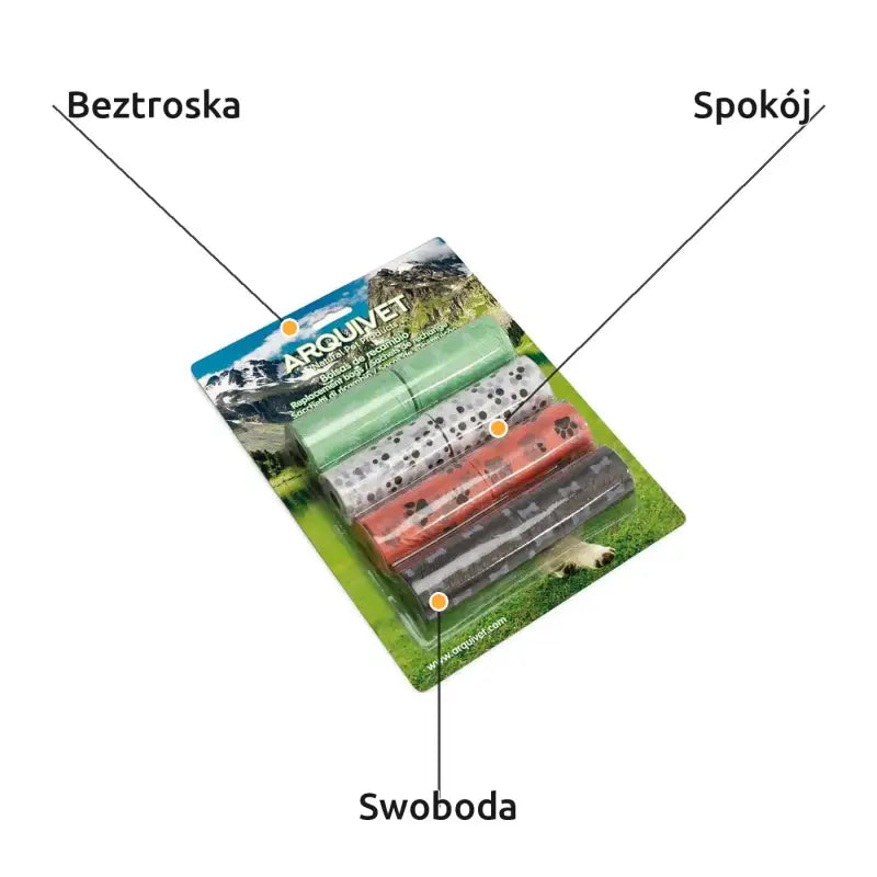 Worki na Psie Odchody 8 Rolek x 20 Sztuk - Wytrzymałe i Kolorowe | Arquivet