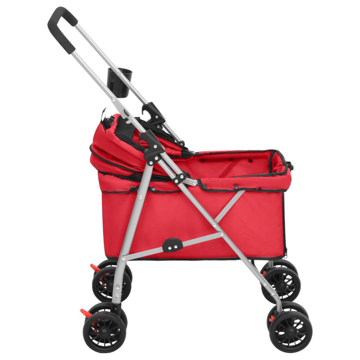 Wózek dla Psa Składany do 15 kg 76x50x100 cm Czerwony – widok 6