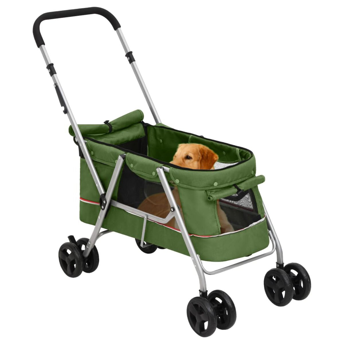 Wózek Spacerowy dla Psa Składany do 15 kg 100x49x96 cm Zielony – widok 2