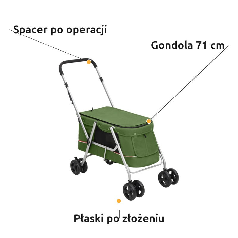 Wózek Spacerowy dla Psa Składany do 15 kg 100x49x96 cm Zielony – zalety