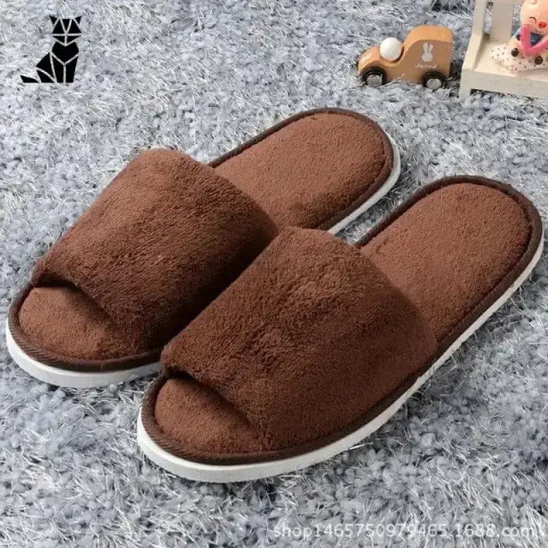 Wygodne Damskie Kapcie na Każdą Porę Roku Brązowy / 36-39 Para Plusz Brązowy