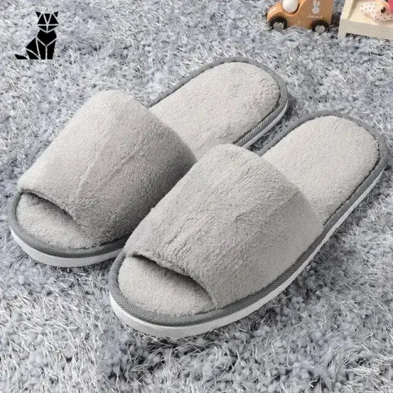 Wygodne Damskie Kapcie na Każdą Porę Roku Szary / 36-39 Para Plusz Otwarte Palce