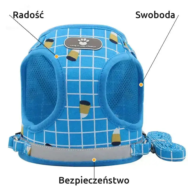 Wygodne Szelki Odblaskowe dla Kotów Regulowane Niebieski / Xs / Nylon
