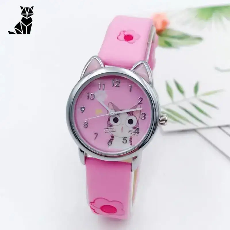 Zegarek z Kotem Dziecięcy Kwarcowy Kawaii Różowy Dzieci Analogowy