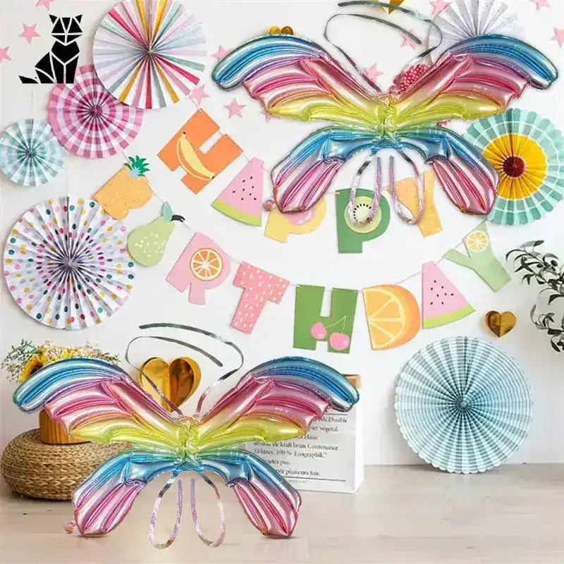 Zestaw Akcesoriów Motyl Urodzinowy dla Kota Kolorowy w Kształcie Motyla Folia